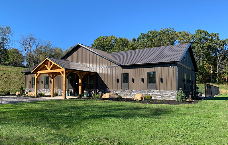 We purchased our 50-acre farm in 2016, built our family home in 2018, and began construction on the farm for Woof Lodge in 2020. 